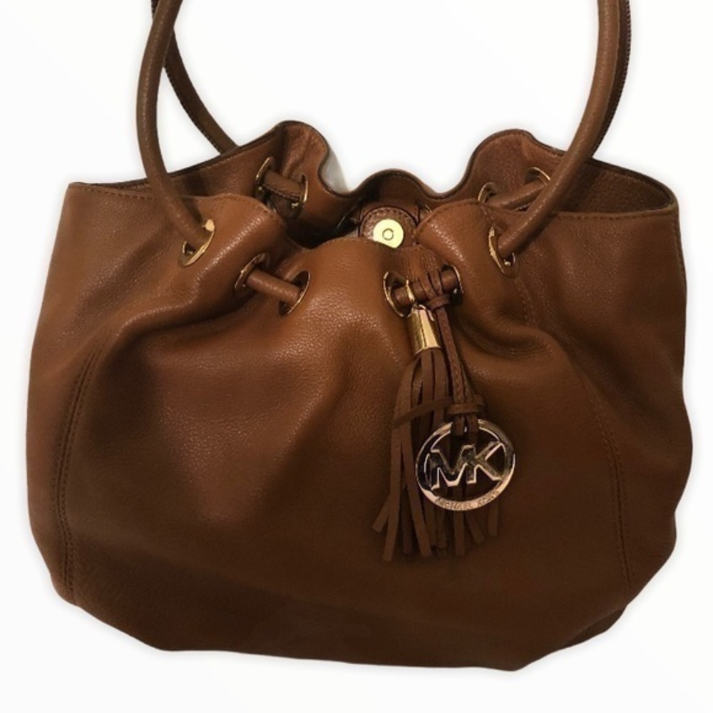 Michael kors gathered brown leather bag